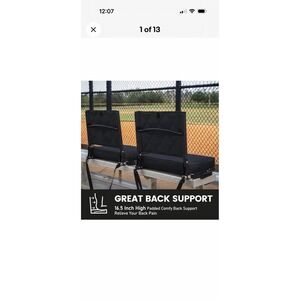 NEW 2 Pack Sheenive Stadium Seats for Bleachers with Back Support, Black